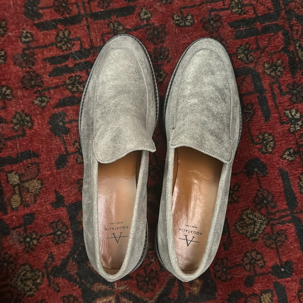 Brand new grey loafers size 8.5 aquatalia suede